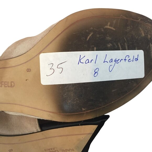 Karl Lagerfeld Paris Hettie Tan Suede Heel Mules Womens 8 Tassel - Picture 14 of 14